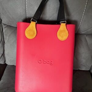 O Bag - Red Tote with Black Handles
